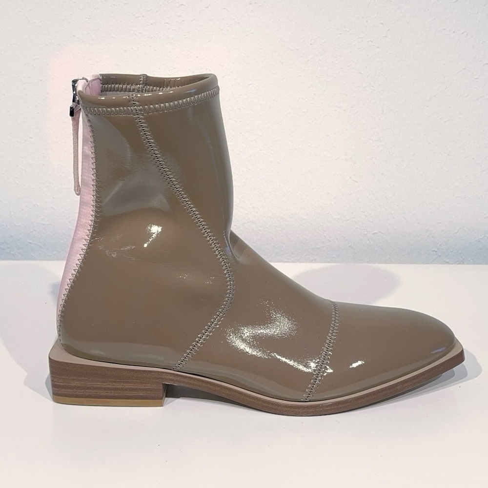 Fendi Tan Patent Boot Bootie w/ Pink Zipper Sz 7.5 / 38